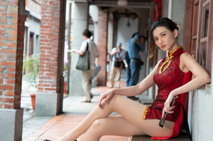 [Mzsock] NO.057 Cai Yixin, ultra short cheongsam, stockings, high heels, beautiful legs, outdoor shot street photography#[55P]-21